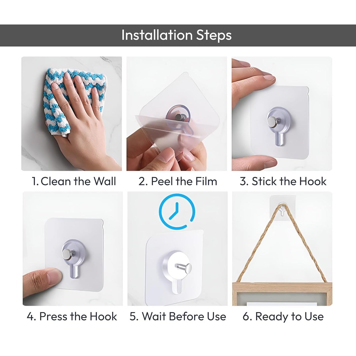 Premium Transparent Wall Hooks – No Drilling Needed