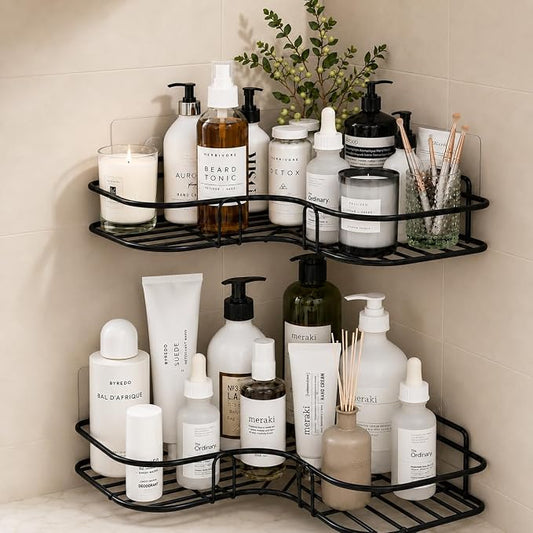 Modern Adhesive Bathroom Storage Corner Rack (Pack of 2)