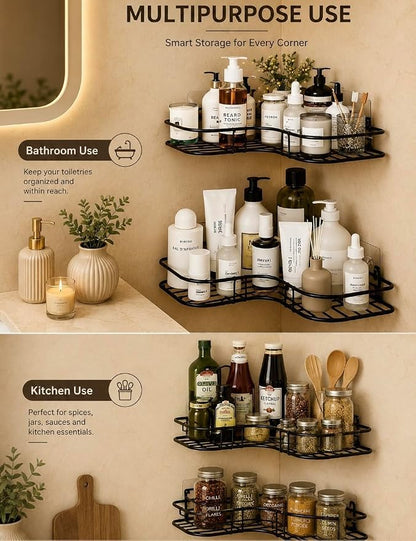 Modern Adhesive Bathroom Storage Corner Rack (Pack of 2)
