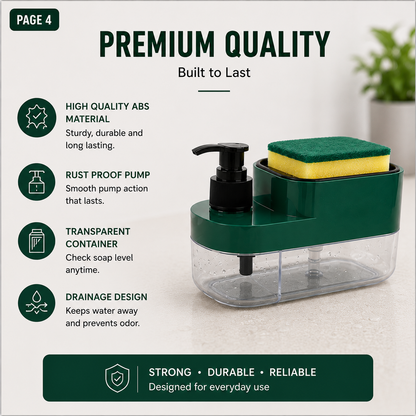 Premium 3-in-1 Kitchen Soap Dispenser Organizer