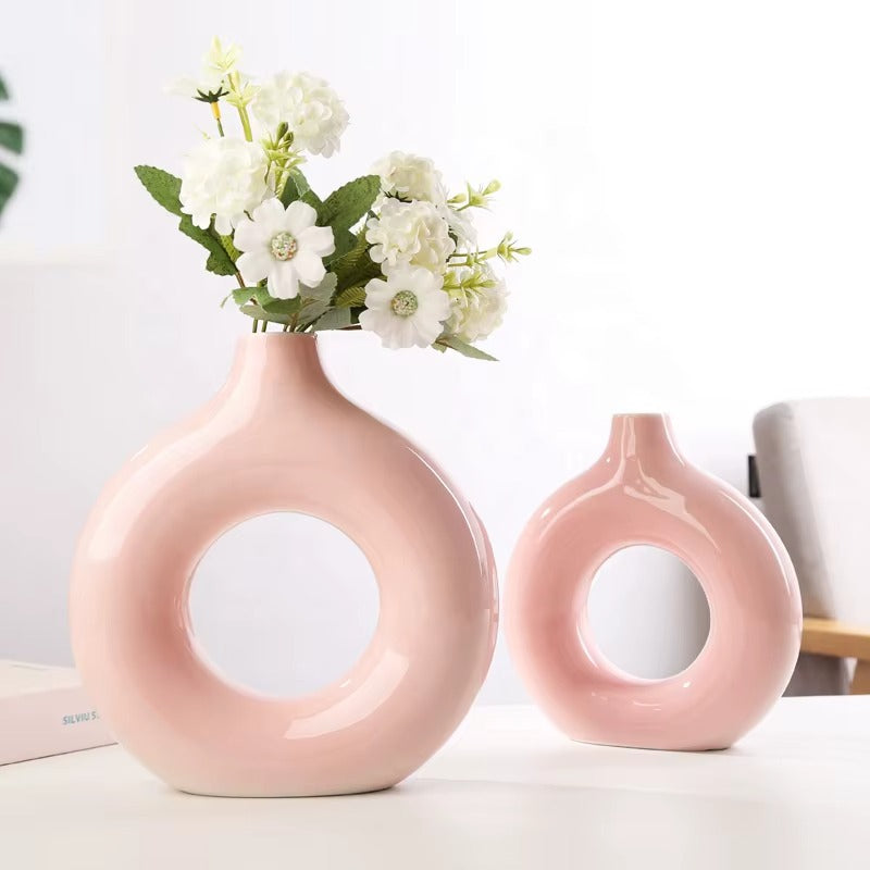 Aesthetic Hollow Donut Vase for Modern Home Decor