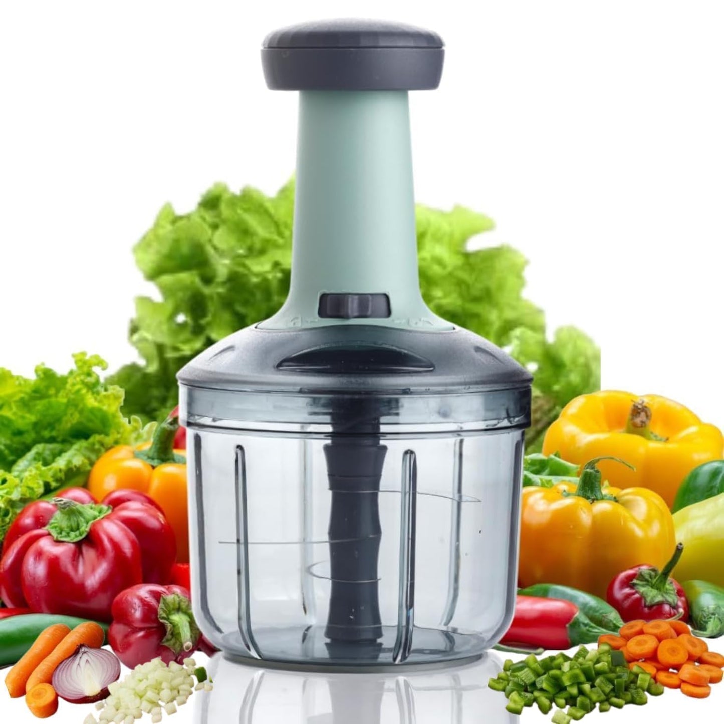 Premium Push Vegetable Chopper with 5 Blades