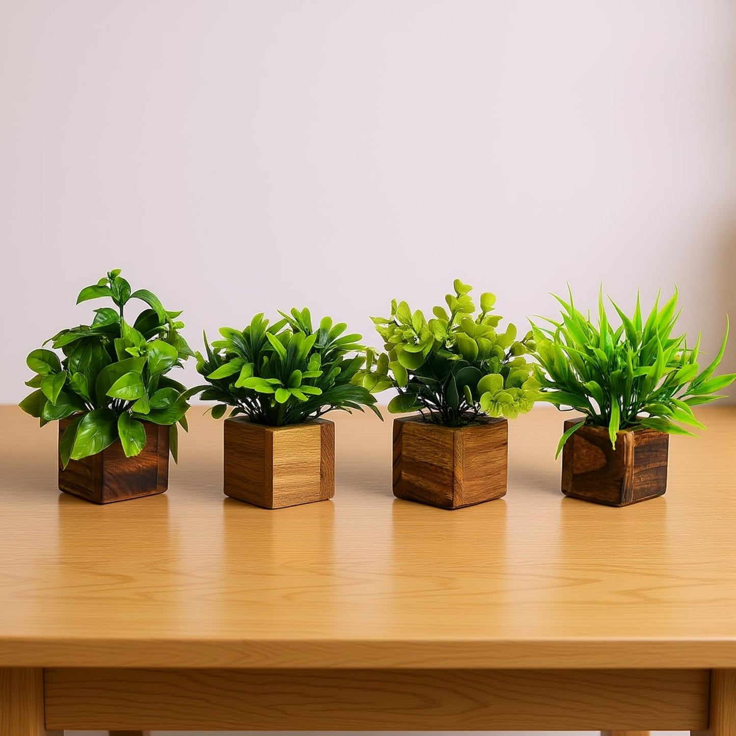 Premium Artificial Eucalyptus Plants with Wooden Pots