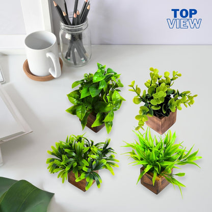 Premium Artificial Eucalyptus Plants with Wooden Pots