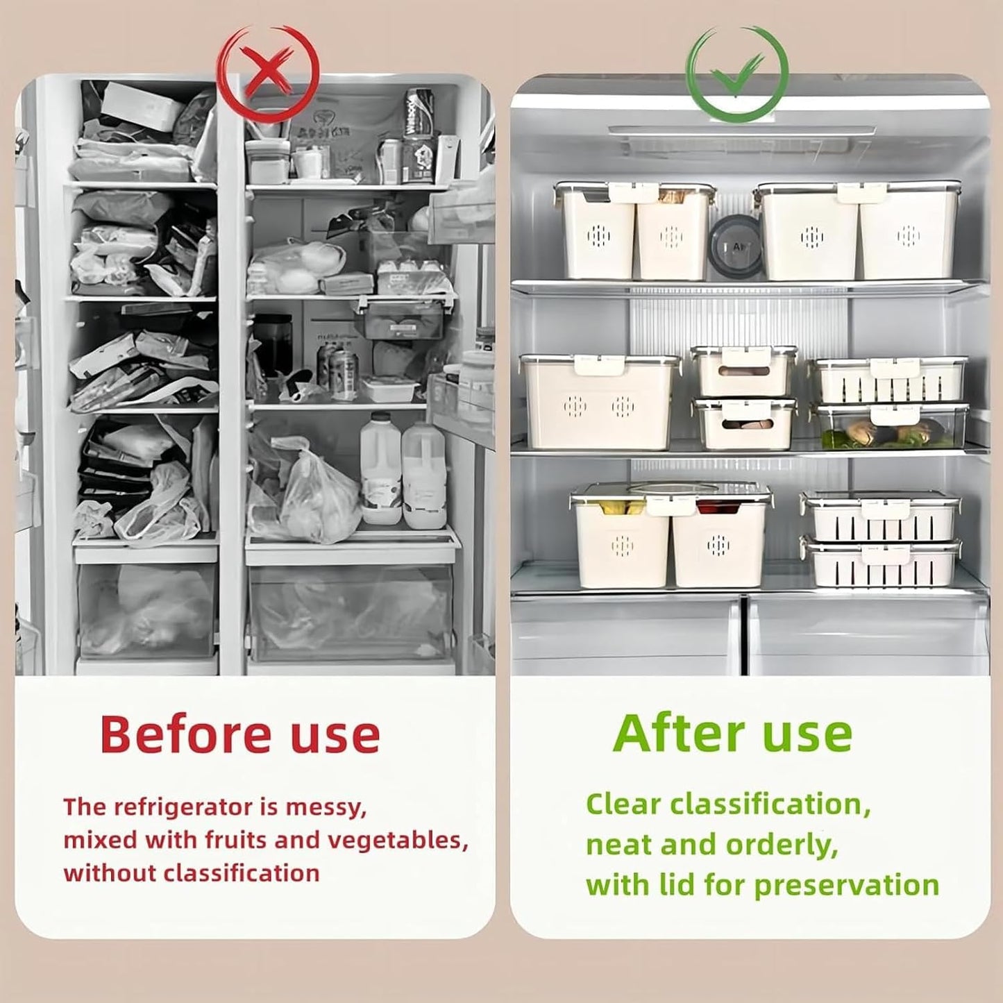 Premium Multi-Section Fridge Storage Organizer