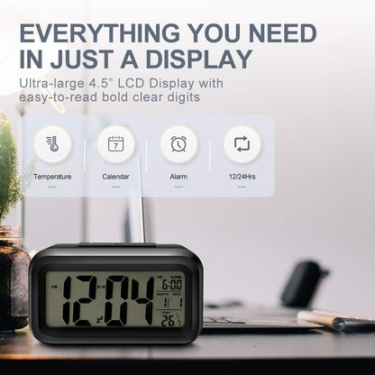 Aesthetic Digital Alarm Clock with Automatic Sensors
