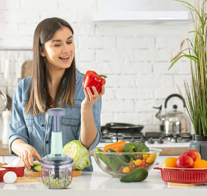 Premium Push Vegetable Chopper with 5 Blades