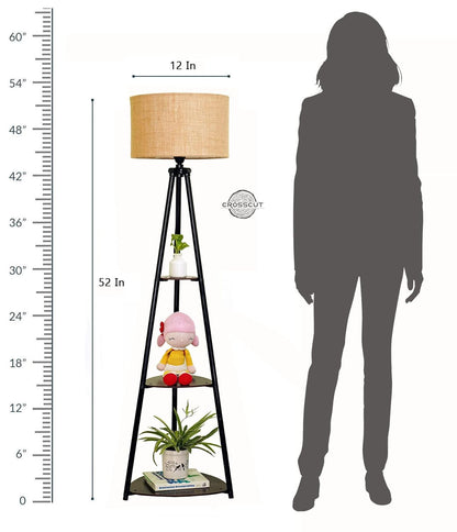 Luxury Corner Floor Lamp with Storage Shelves