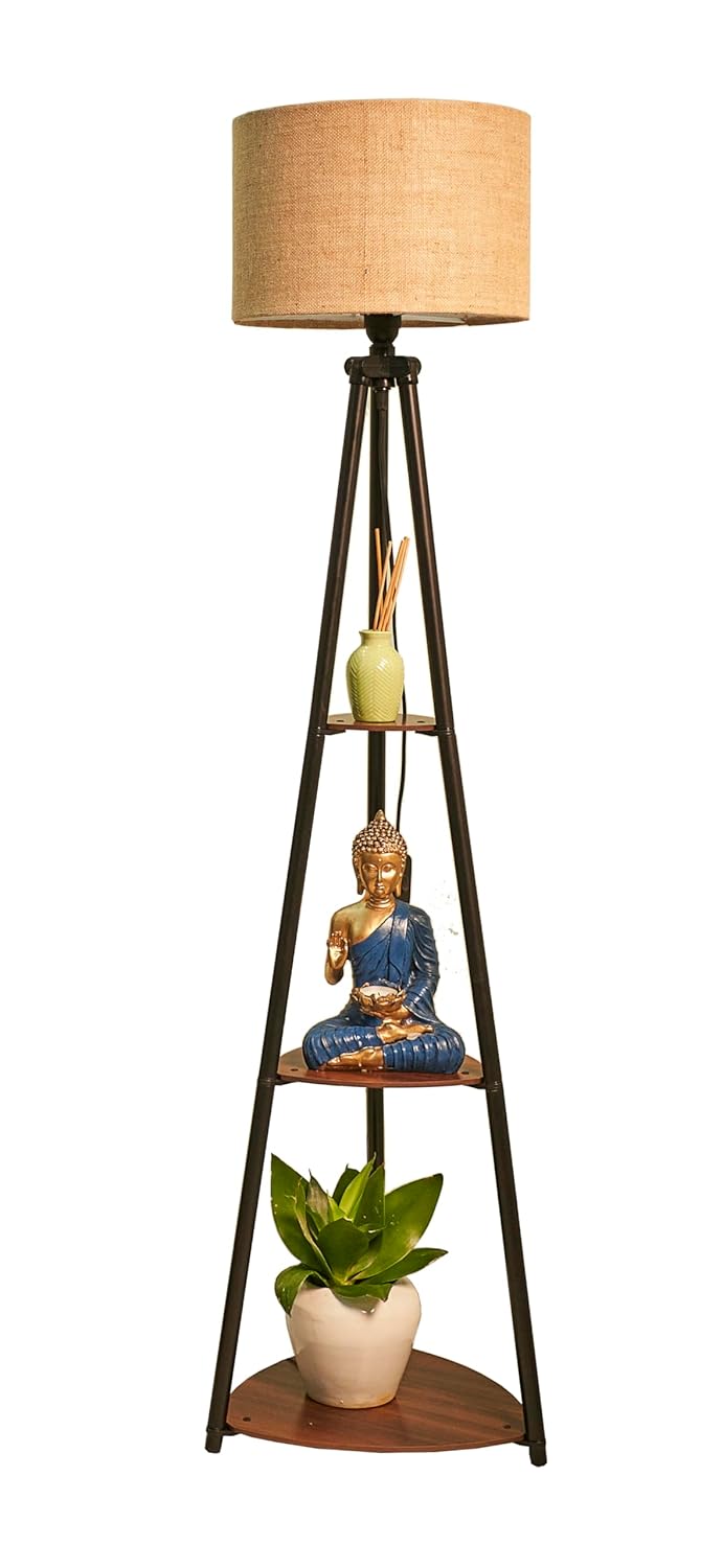 Luxury Corner Floor Lamp with Storage Shelves