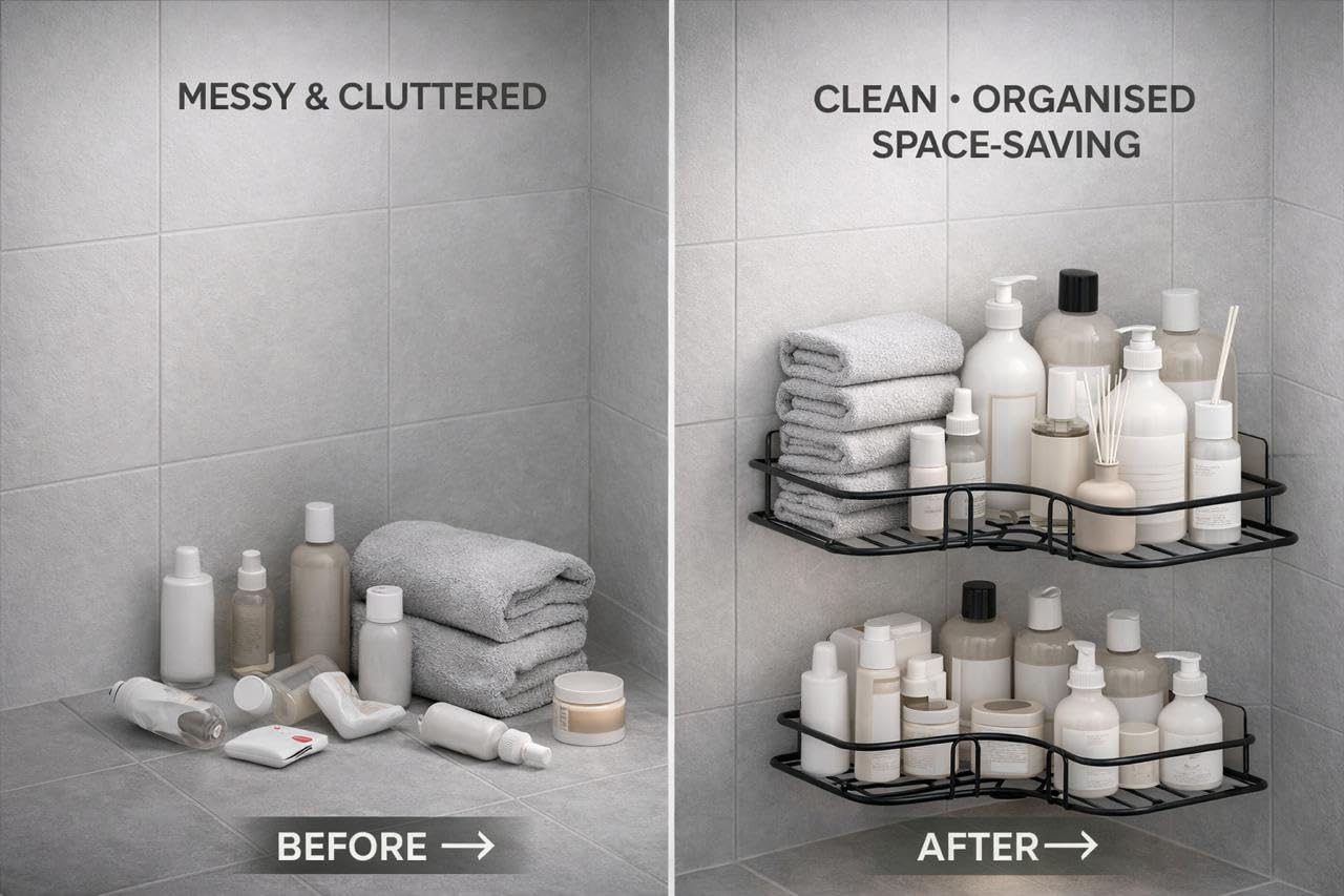 Modern Adhesive Bathroom Storage Corner Rack