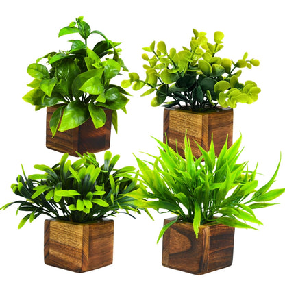Premium Artificial Eucalyptus Plants with Wooden Pots